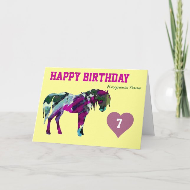 Carte d'anniversaire rose - 7 ans (Devant)