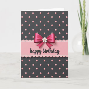 Carte d'anniversaire rose à bordure festonnée