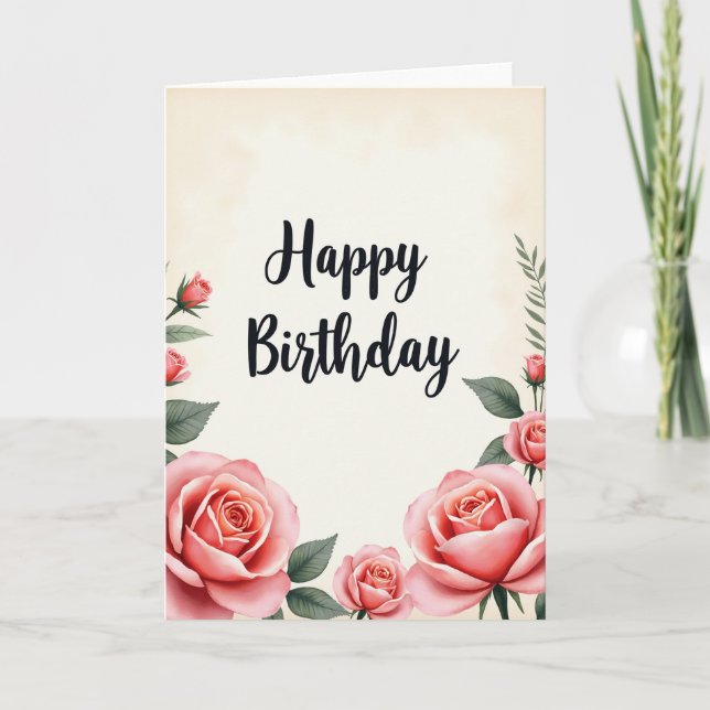 Carte d'anniversaire Rose à pois (Devant)