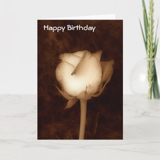 Carte d'anniversaire Rose à Sepia (Devant)