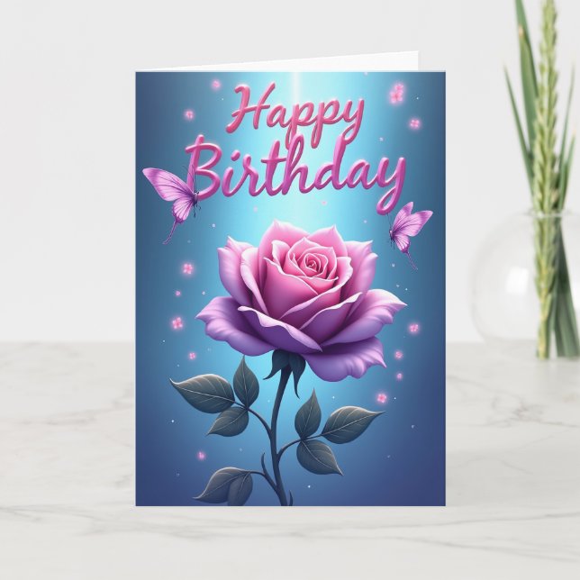 Carte d'anniversaire Rose ailée (Devant)