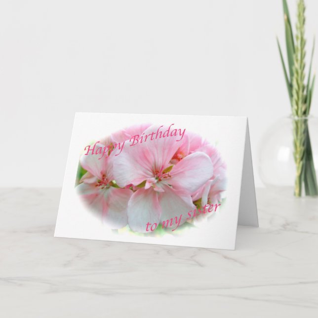 Carte d'anniversaire rose Azalea Soeur (Devant)