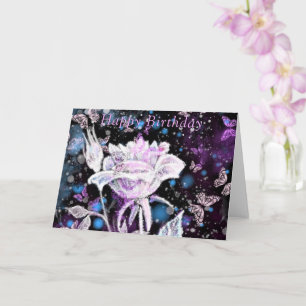 Carte d'anniversaire Rose blanche