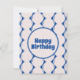 Carte d'anniversaire rose bleu motif coquillage