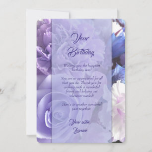 Carte d'anniversaire Rose Bleu Violet