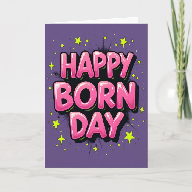 Carte d'anniversaire rose brillant (Devant)