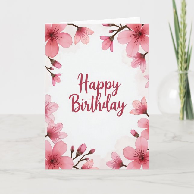 Carte d'anniversaire Rose Bud (Devant)