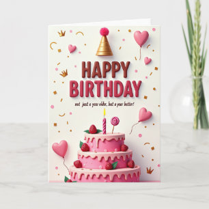 Carte d'anniversaire Rose Cerise