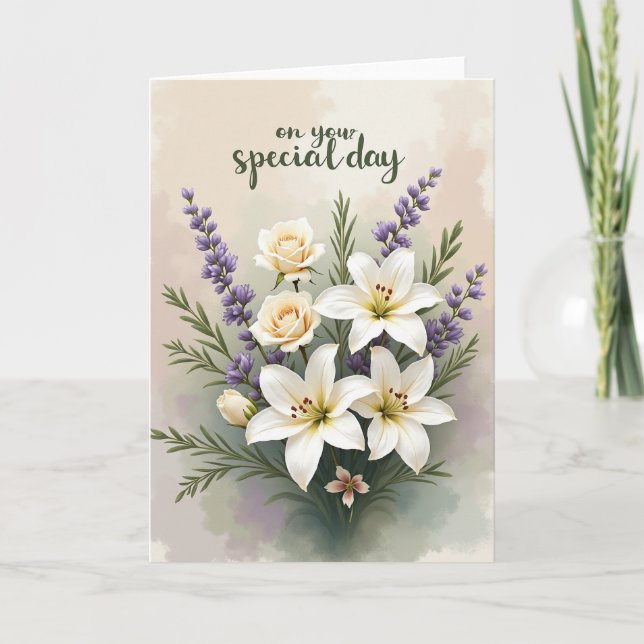 Carte d'anniversaire Rose Chaude (Devant)