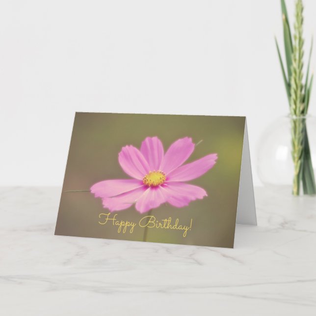 Carte d'anniversaire rose Cosmos (Devant)