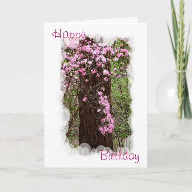 Carte d'anniversaire rose de rhododendrons (Devant)