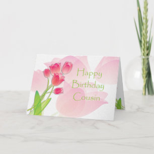 Carte d'anniversaire rose de tulipe pour le cousin