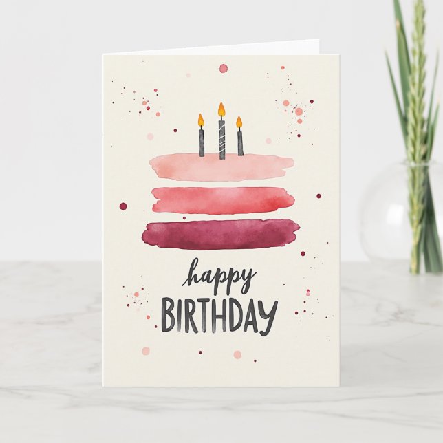 Carte d'anniversaire rose dégradé (Devant)