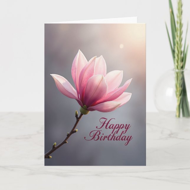 Carte d'anniversaire rose douce (Devant)