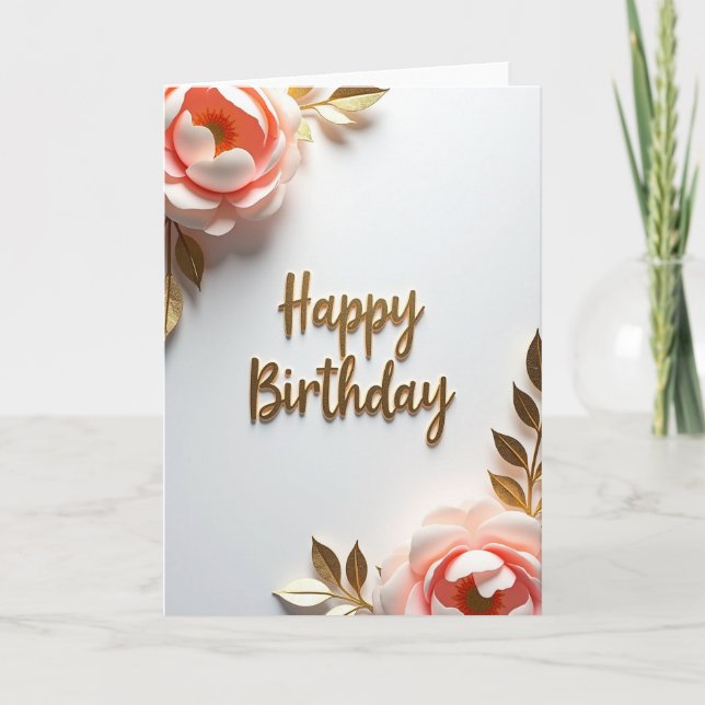 Carte d'anniversaire rose élégante (Devant)