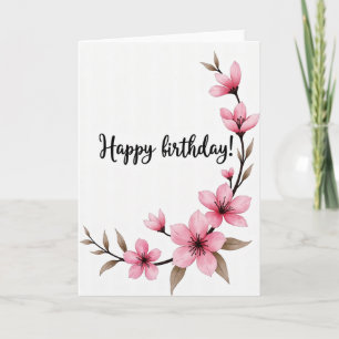 Carte d'anniversaire rose élégante