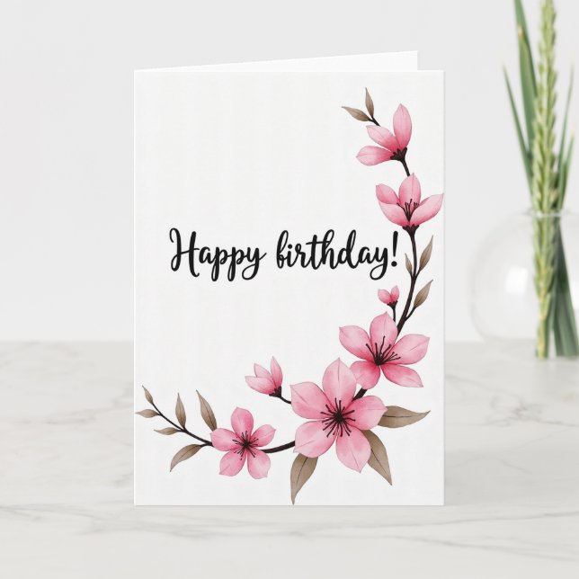 Carte d'anniversaire rose élégante (Devant)