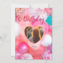 Carte d'anniversaire rose et blanc