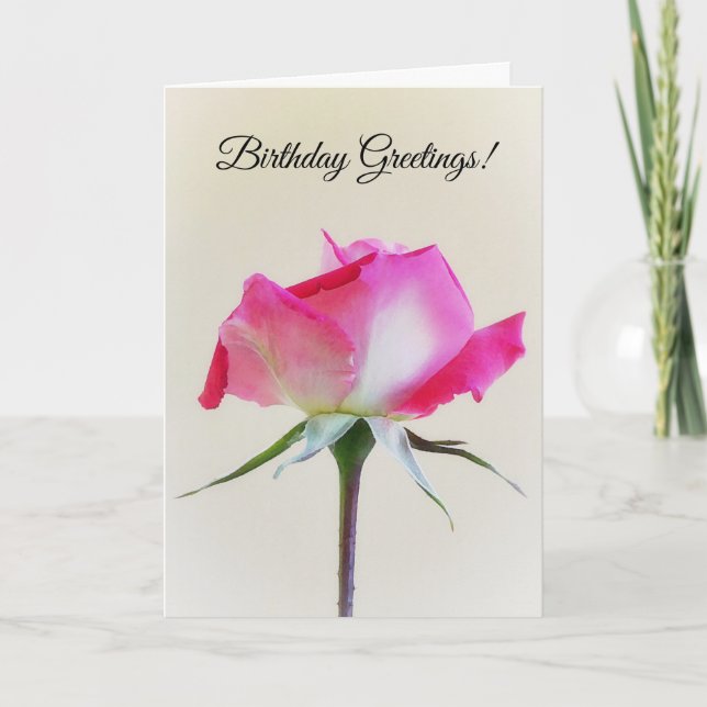 Carte d'anniversaire rose et blanc (Devant)