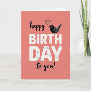 Carte d'anniversaire rose fantaisiste