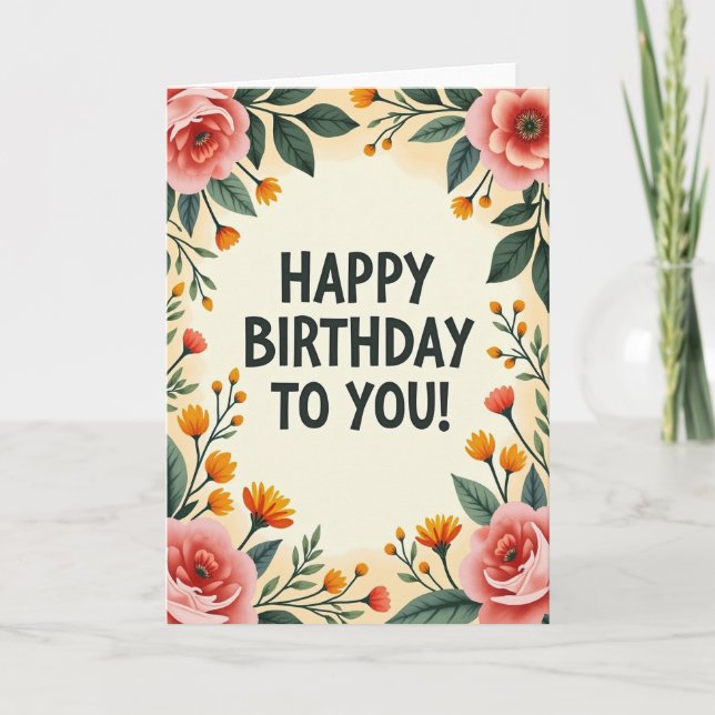Carte d'anniversaire rose festive (Devant)