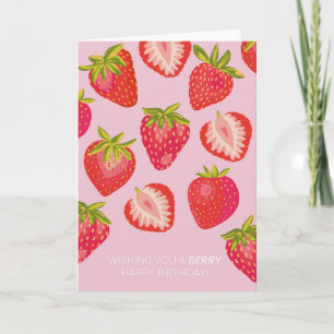 Carte d'anniversaire rose fraise berry joyeux anni