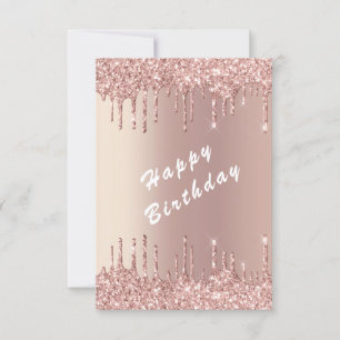 Carte d'anniversaire rose Gold Sparkly Parties sci