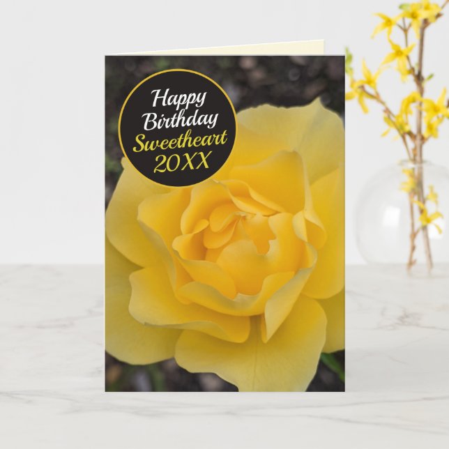 Carte d'anniversaire Rose Jaune de Rêve (Fleur jaune)