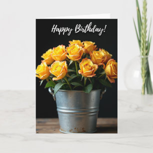 Carte d'anniversaire Rose jaune douce