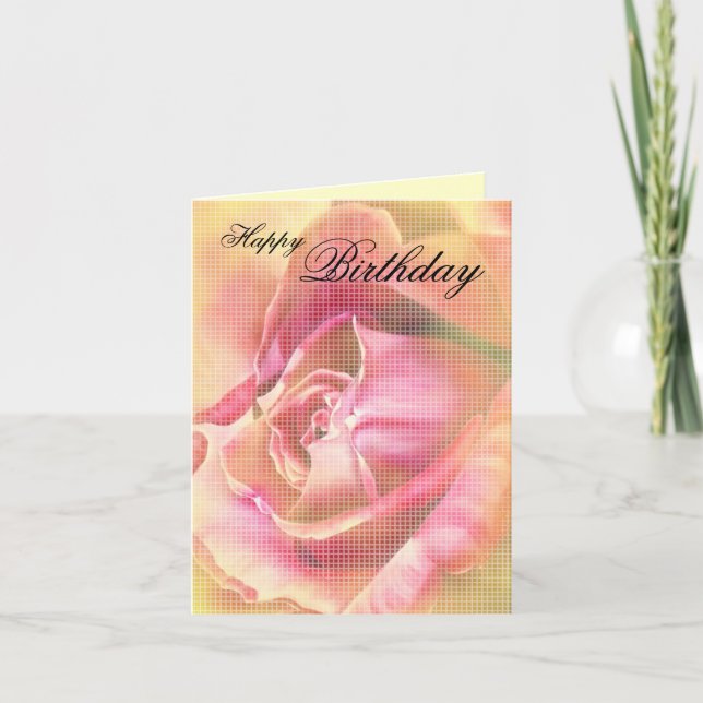 Carte d'anniversaire rose jaune rose (Devant)