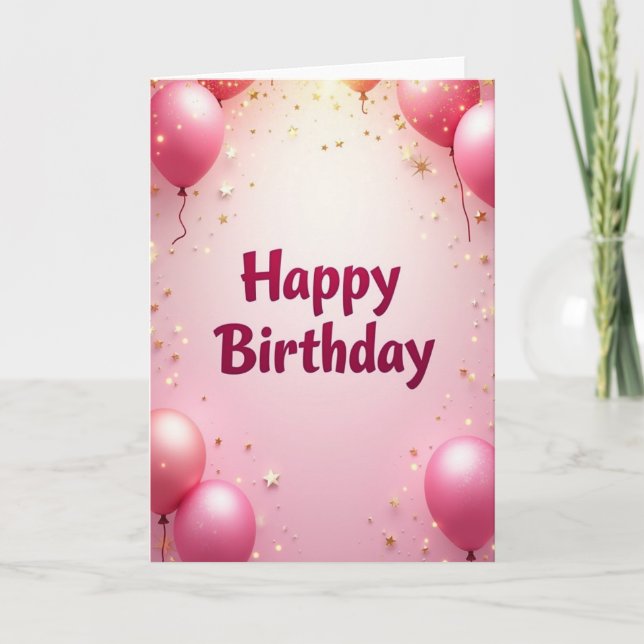 Carte d'anniversaire rose lumineuse (Devant)