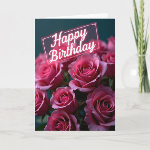 Carte d'anniversaire Rose Lumineuse