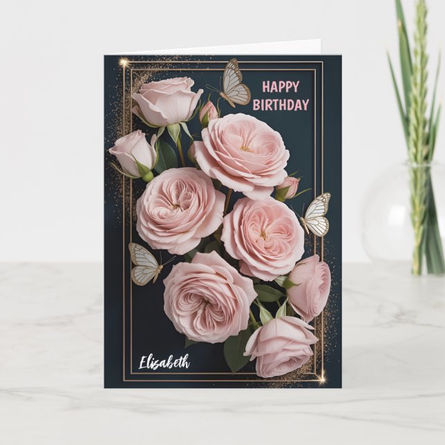 Carte d'anniversaire Rose Luxe  (Devant)