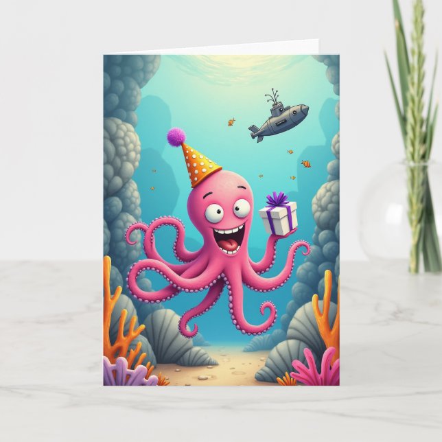 Carte d'anniversaire rose marine (Devant)