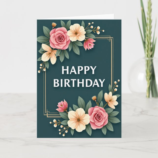 Carte d'anniversaire Rose Pastel (Devant)