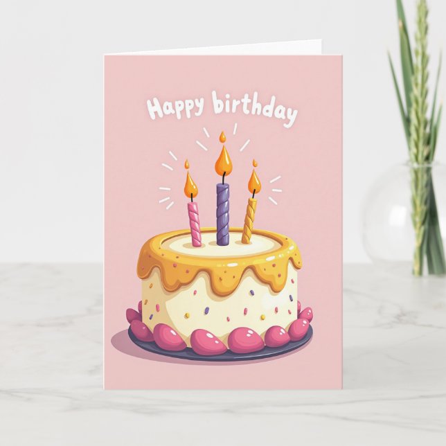 Carte d'anniversaire rose pastel (Devant)