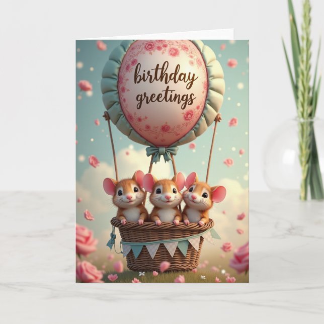 Carte d'anniversaire Rose Pastel (Devant)