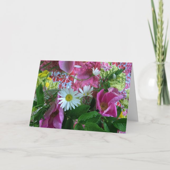 Carte d'anniversaire rose Patchwork (Devant)