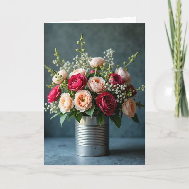 Carte d'anniversaire rose pêche (Devant)