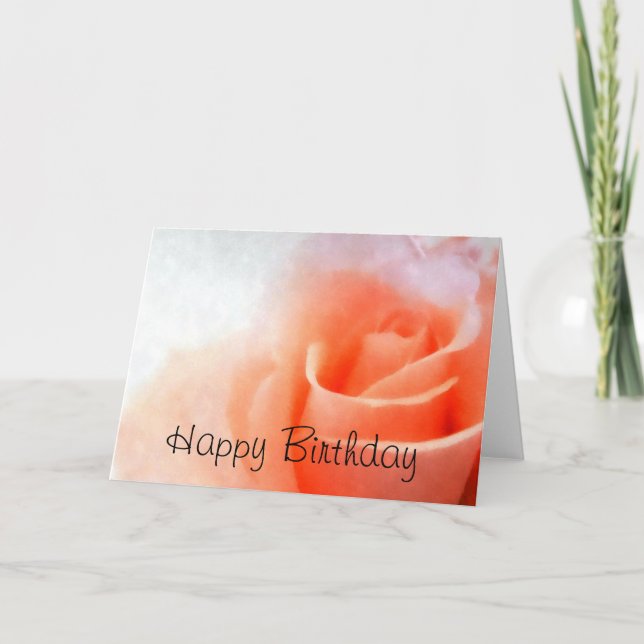 Carte d'anniversaire Rose Pêche Pastel (Devant)