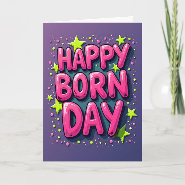 Carte d'anniversaire rose Pop Art (Devant)