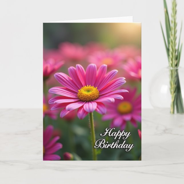 Carte d'anniversaire rose rêveuse (Devant)
