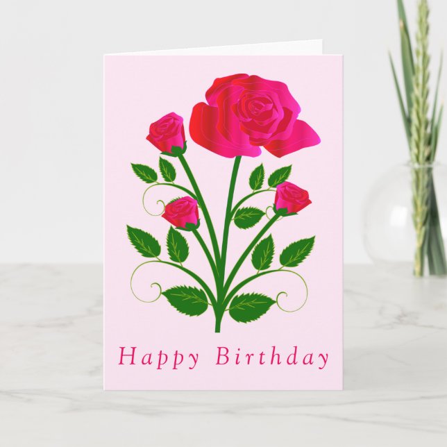 Carte d'anniversaire Rose romantique (Devant)