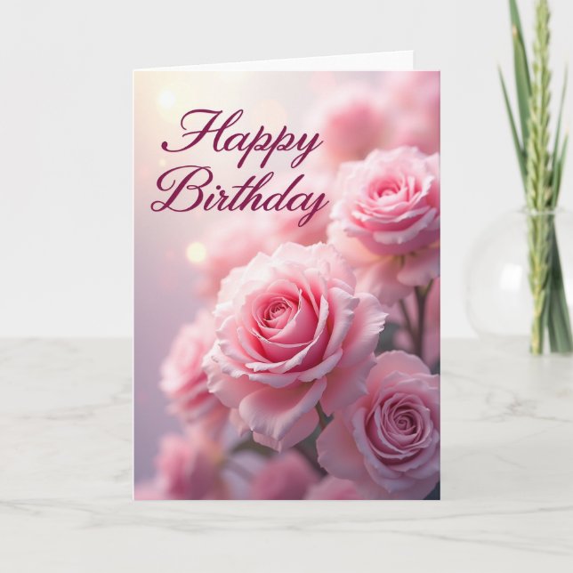 Carte d'anniversaire Rose Rose (Devant)