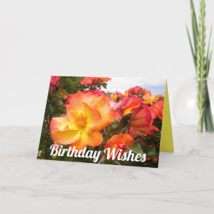 Carte d'Anniversaire Rose Rouge Jaune Orange