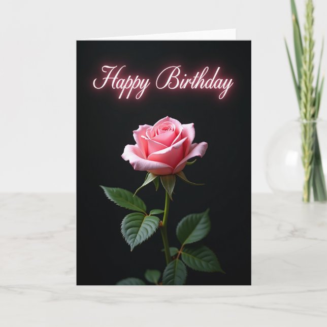 Carte d'anniversaire Rose Rougeoyante (Devant)