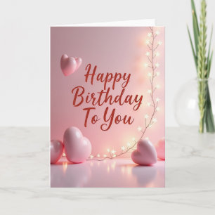 Carte d'anniversaire rose scripturée