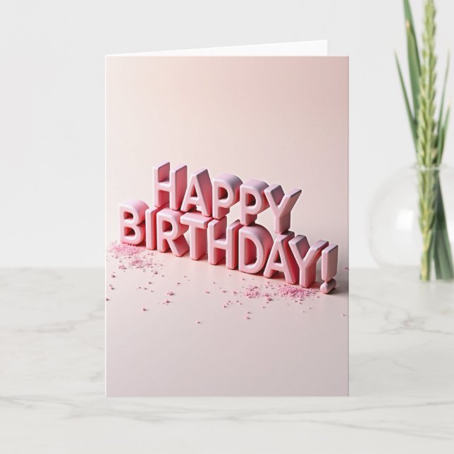 Carte d'anniversaire rose sucrée (Devant)