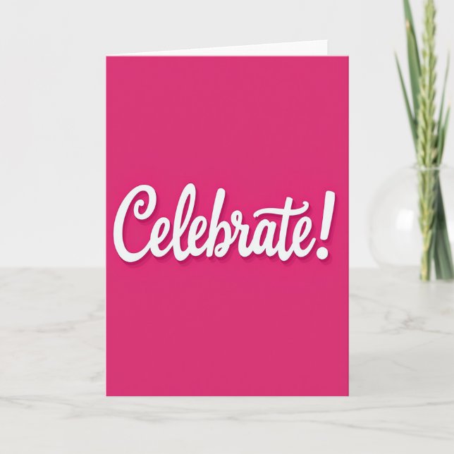 Carte d'anniversaire rose vibrant (Devant)