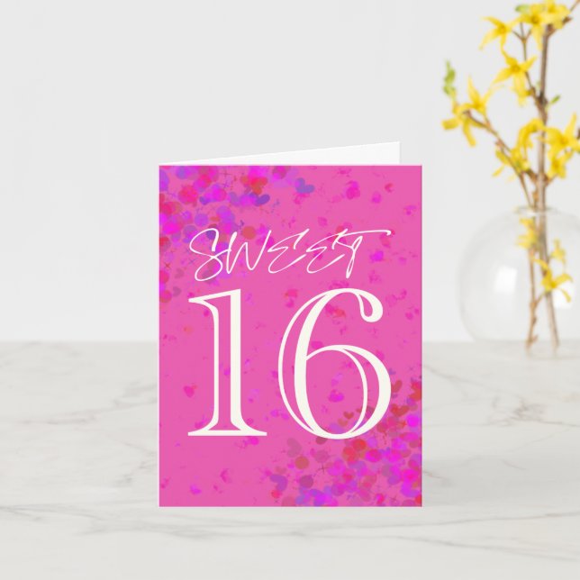 Carte d'anniversaire rose vierge pour Sweet 16 (Fleur jaune)